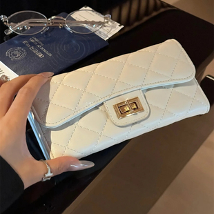 韩系小香风菱格多功能钱包便携手拿长款零钱包多卡位卡包女证件包