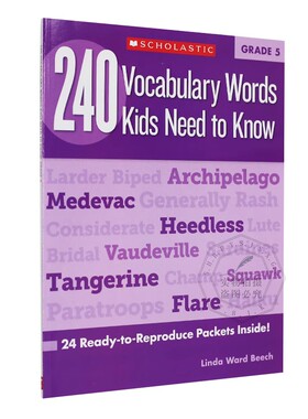 240 Vocabulary Words Kids Need to Know Grade 5 英文原版 小学五年级应掌握的240英语单词 学乐出品 进口书 英语进阶 平装