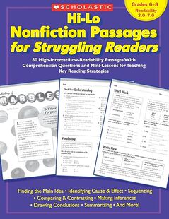 【预订】英文原版 Hi-Lo Nonfiction Passages for Struggling Readers:Grades 6–8:80 High-Interest/Low-... 9780439694988
