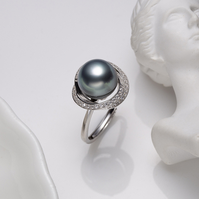Audrey PearlS925银海水大溪地珍珠戒指9mm V201-H314