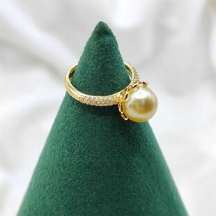 S925银海水珍珠戒指金珠戒指9mm V201-H345