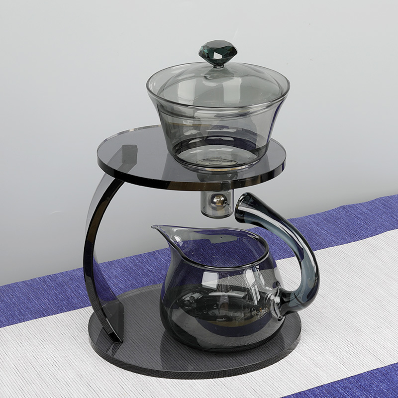 懒人玻璃灰钻宫灯茶具套装磁吸感应自动泡茶器创意茶壶公道杯配件