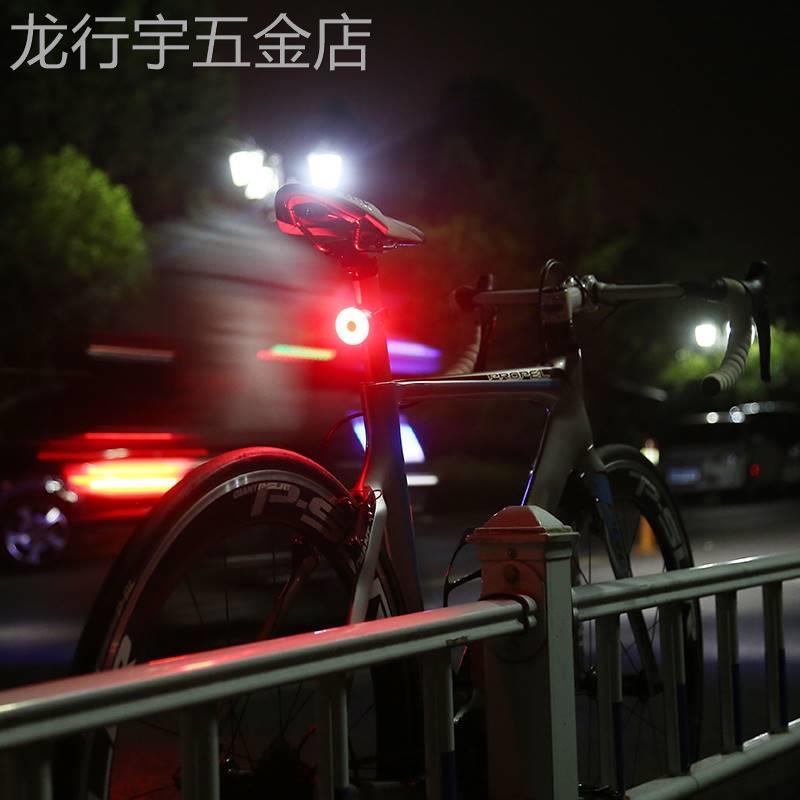 自行车尾灯夜间后警示灯USB充电山地车高亮爆闪光灯骑行装备配件