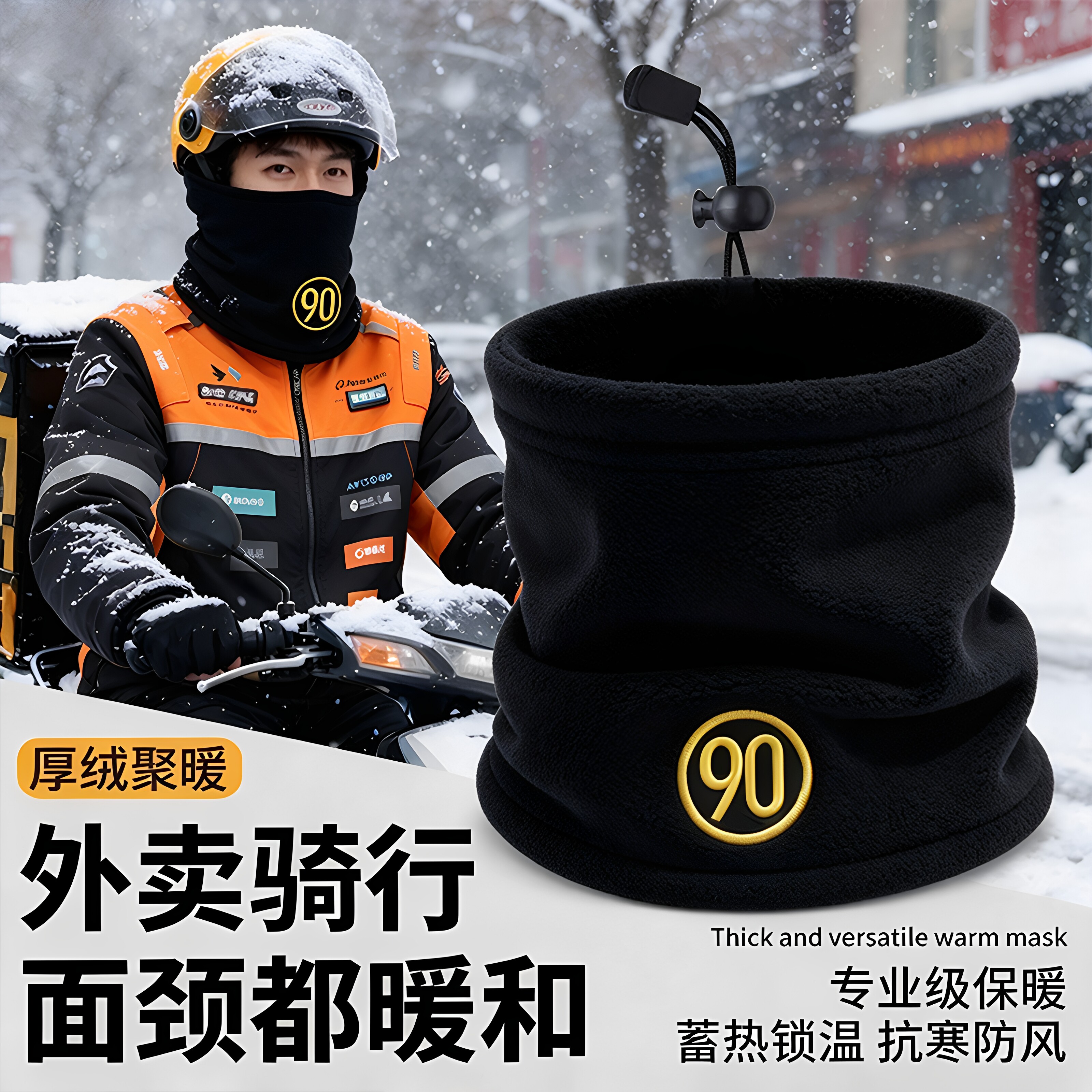 冬季外卖男款防风保暖骑行围脖