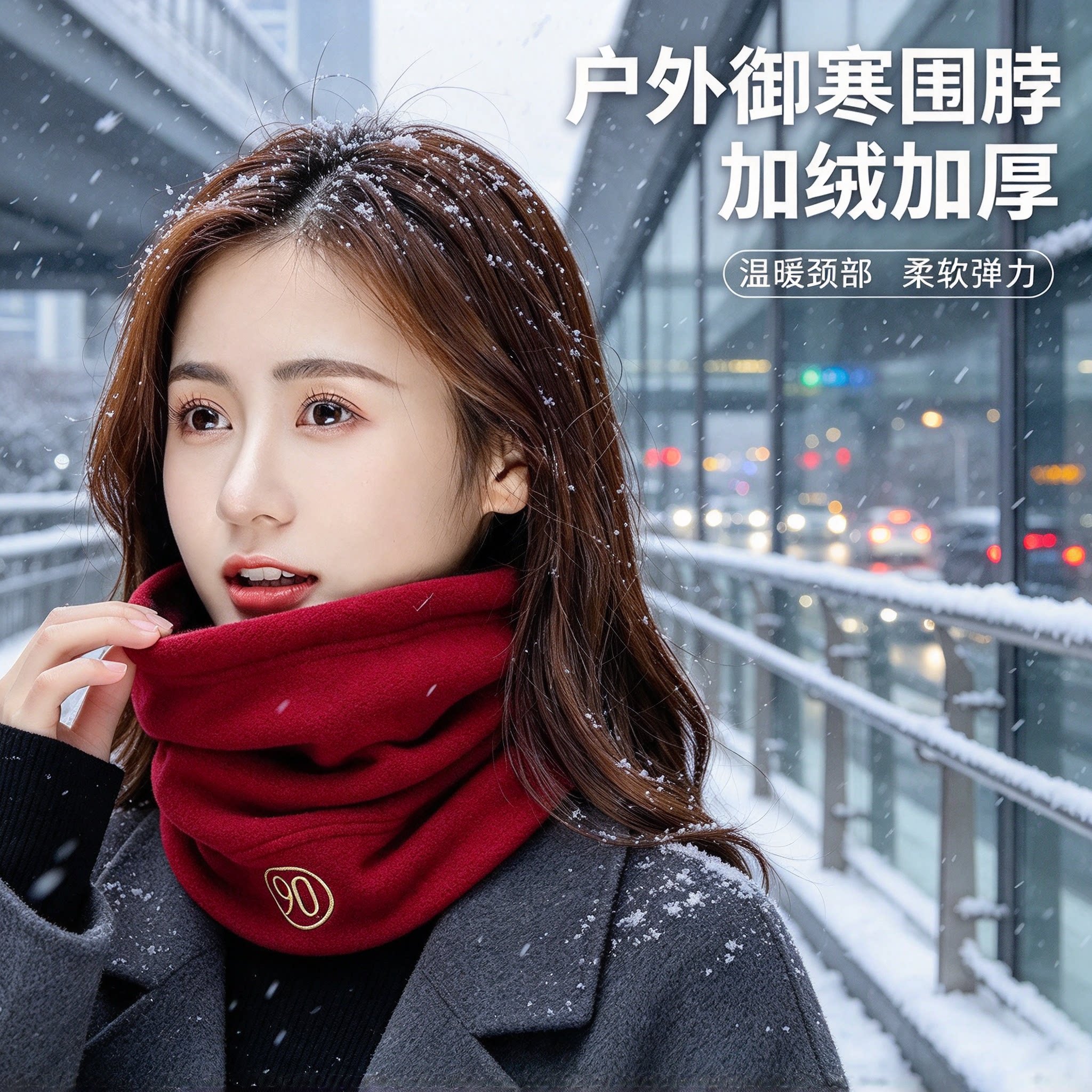 秋冬骑行防风加绒加厚脖套女