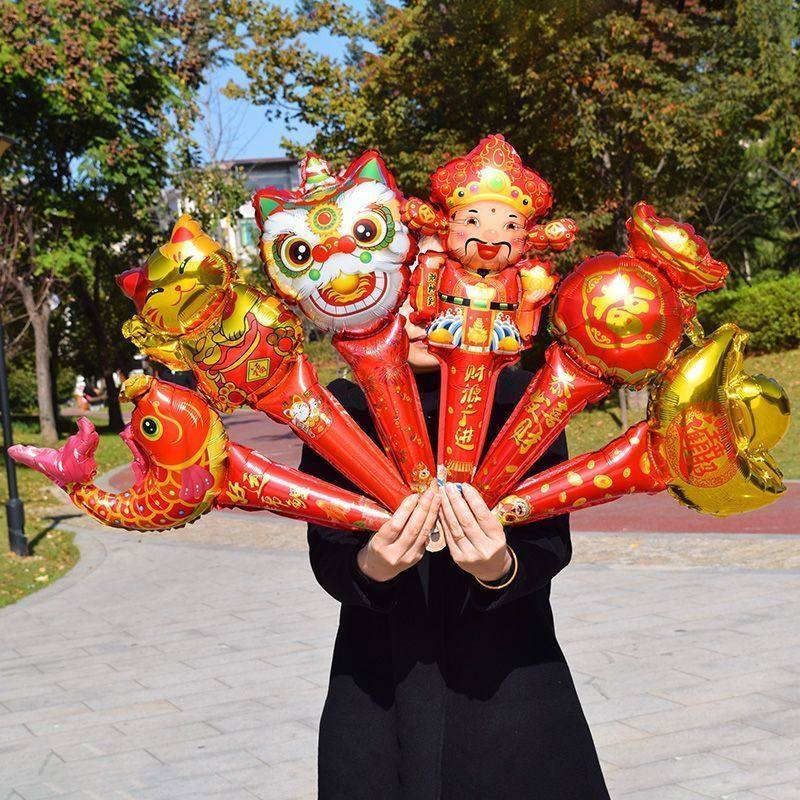 2026马年新年红色卡通气球棒