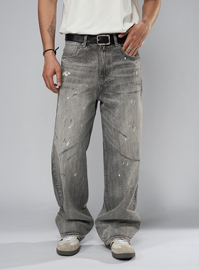 DOKIE【灰鸦】春夏13盎司重磅水洗宽松直筒版型牛仔裤32053