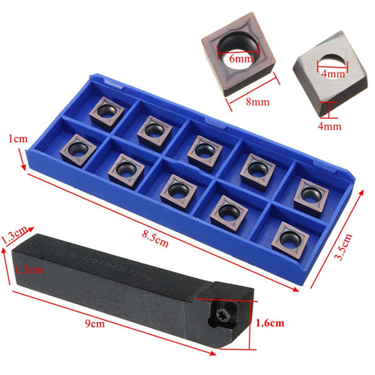 数控刀杆外圆车刀SCLCR1616H09+10片硬质合金CCMT09T304刀片+把手