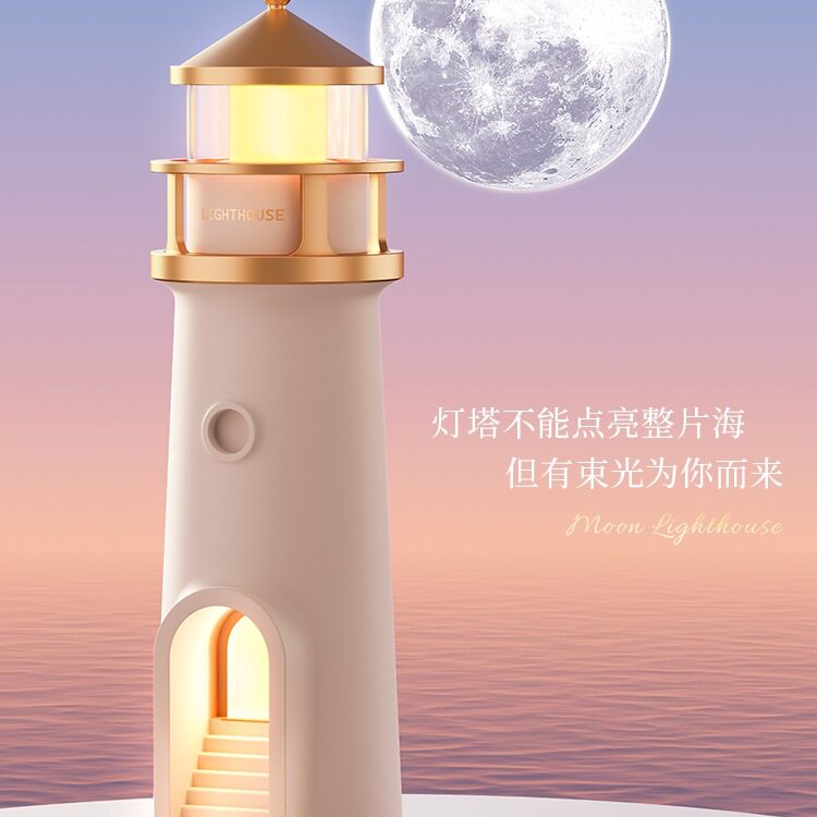 灯塔小夜灯月亮星空投影感应灯卧室睡眠充电蓝牙音响氛围感床头灯