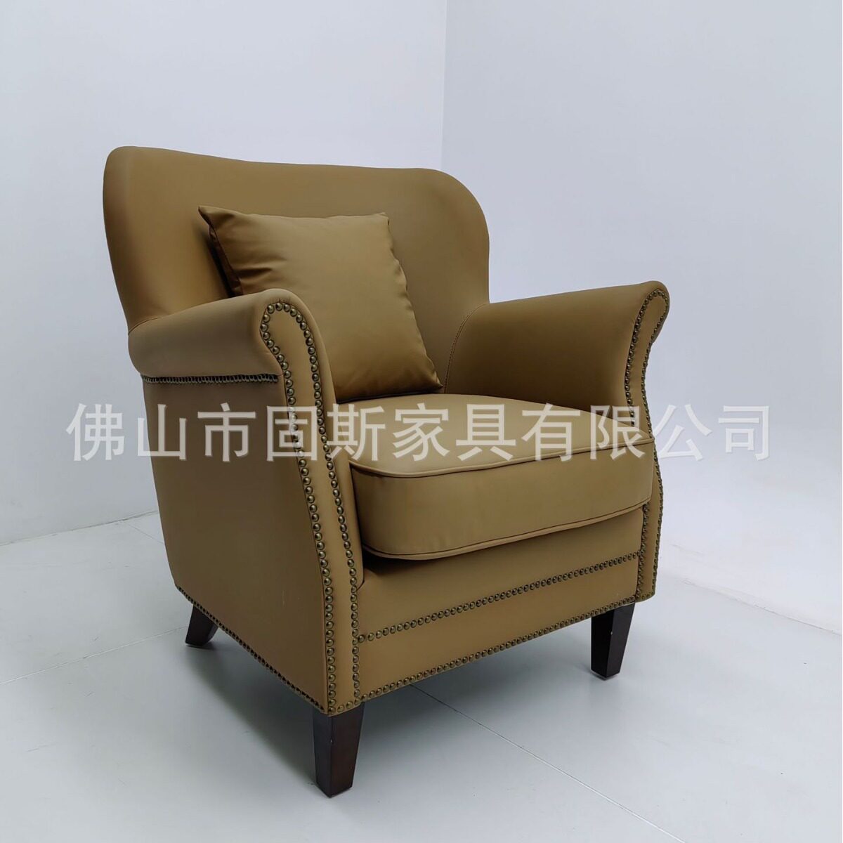 美式皮艺老虎椅欧式客厅单人沙发小户型阳台休闲椅酒店会所高背