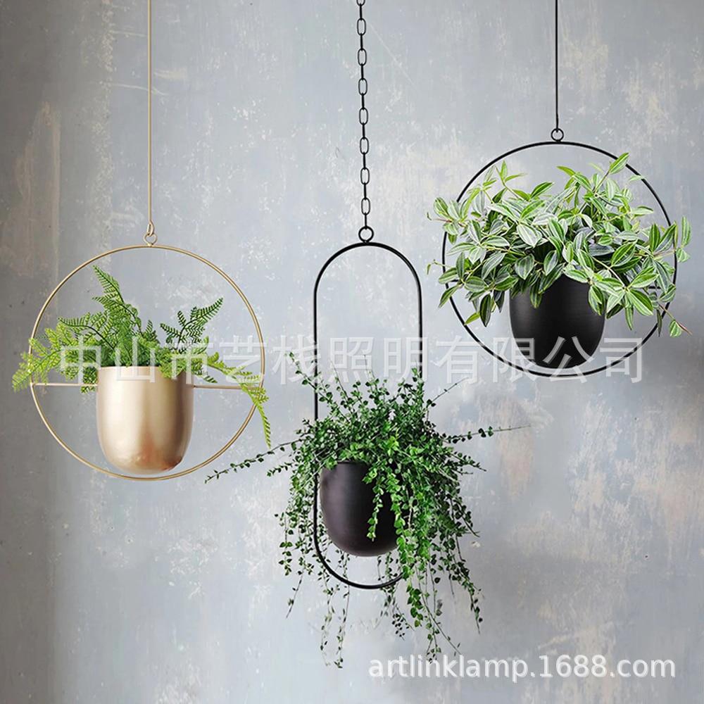 跨镜室内植物花架,圆形椭圆形花盆极简北欧家居饰品,花钵