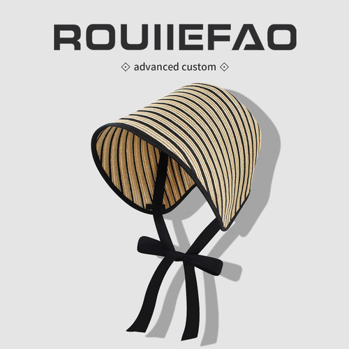 ROUIIEFAO草帽条纹设计大帽檐