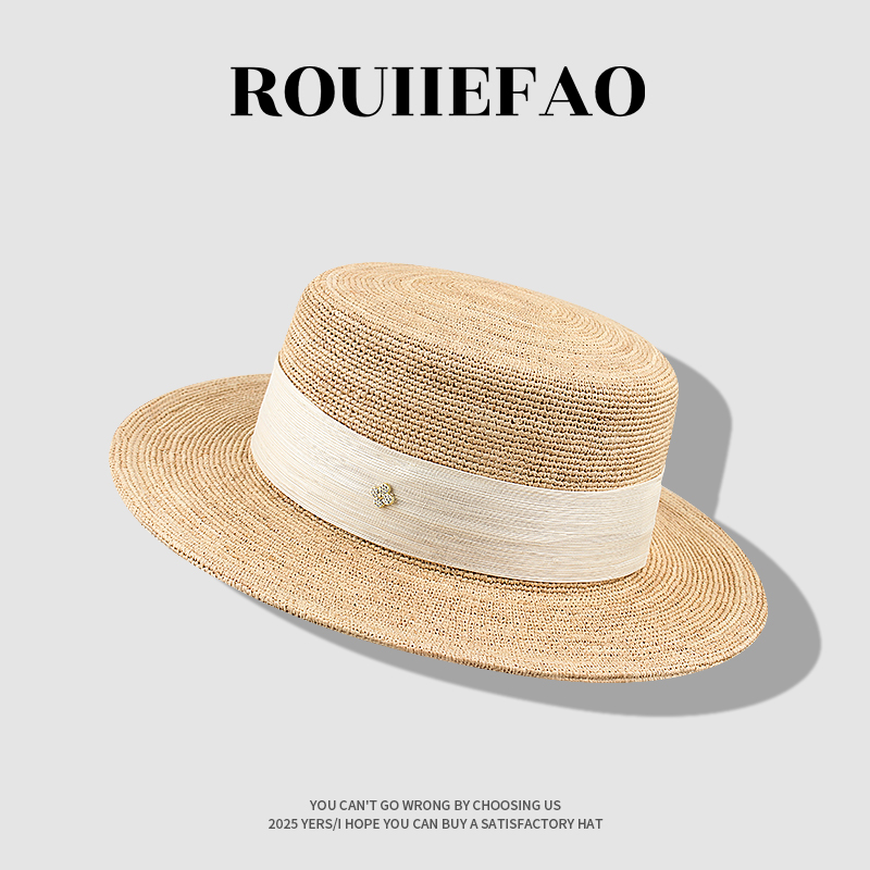 ROUIIEFAO草帽法式赫本风沙滩