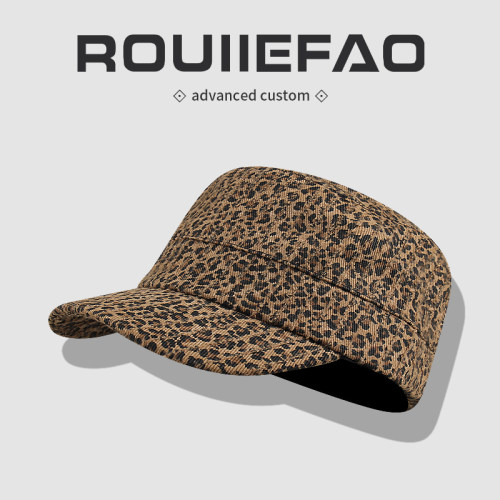 ROUIIEFAO平顶帽时髦豹纹百搭