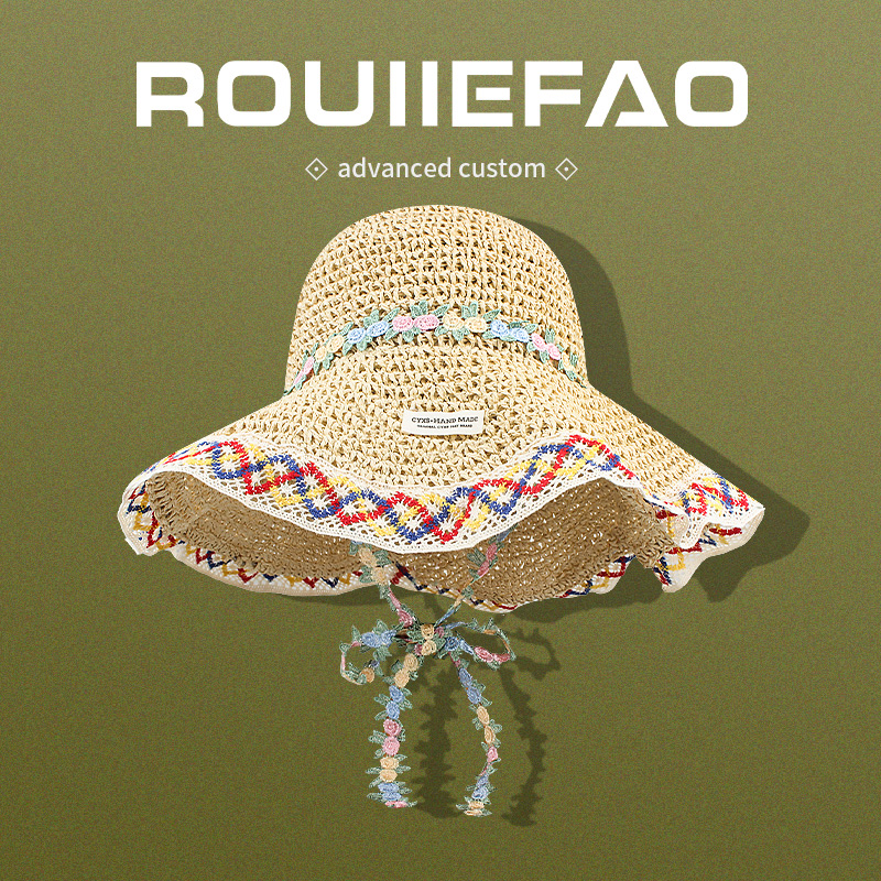 ROUIIEFAO草帽法式蕾丝花边