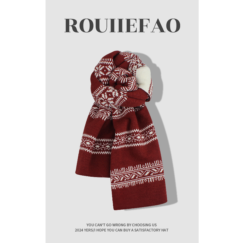 ROUIIEFAO冬季费尔岛风男女围巾