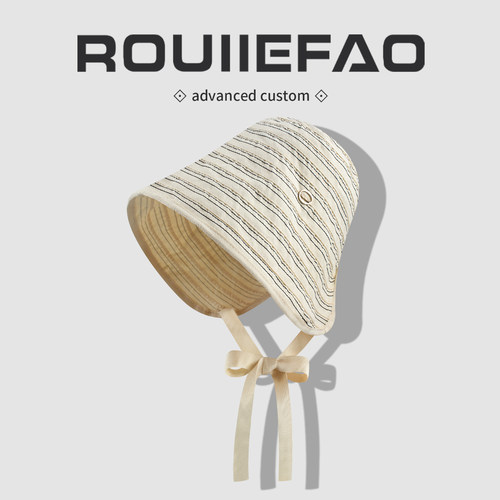 ROUIIEFAO渔夫帽条纹设计折叠