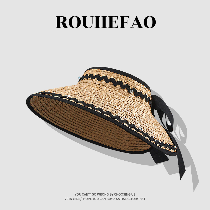 ROUIIEFAO草帽大帽檐可折叠