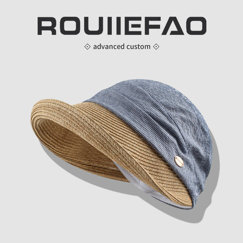 ROUIIEFAO渔夫帽条纹拼接薄款