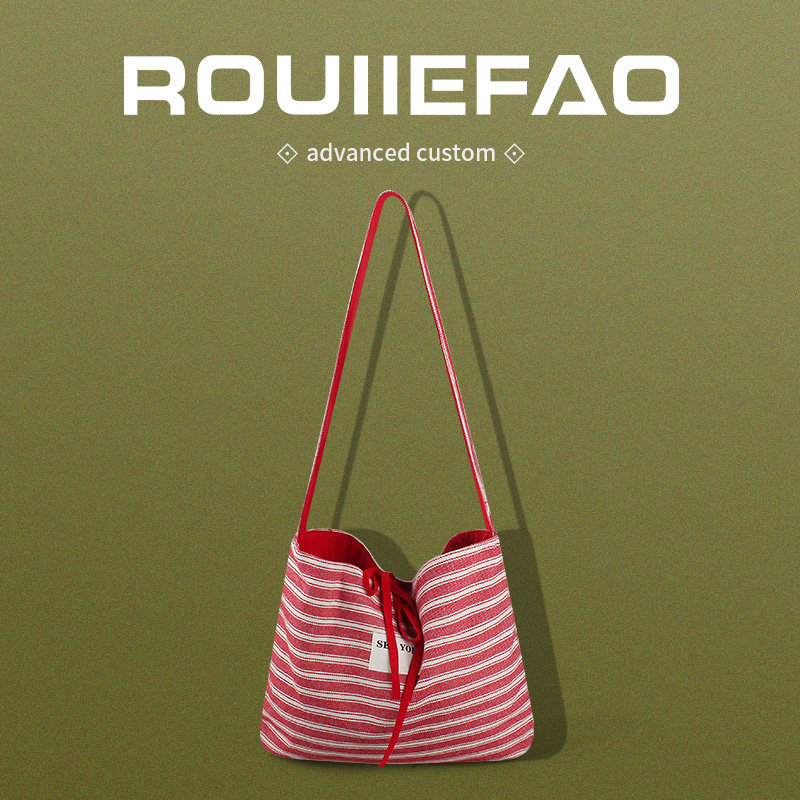 大容量条纹帆布包包女士韩系慵懒风学生百搭双面单肩斜跨包托特包,箱包皮具/热销女包/男包,通用款女包,淘宝优惠券,粉丝福利购,淘宝优惠卷