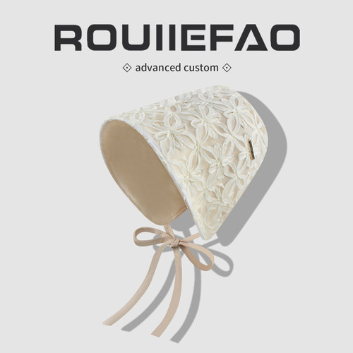 ROUIIEFAO渔夫帽蕾丝钩花绑带