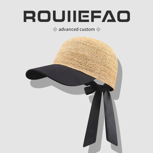 ROUIIEFAO棒球帽拉菲草拼接