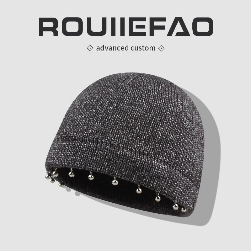 ROUIIEFAO毛线帽金属珠子百搭