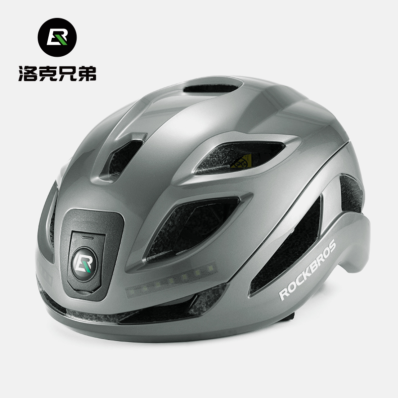 自行车头盔带灯洛克兄弟充电