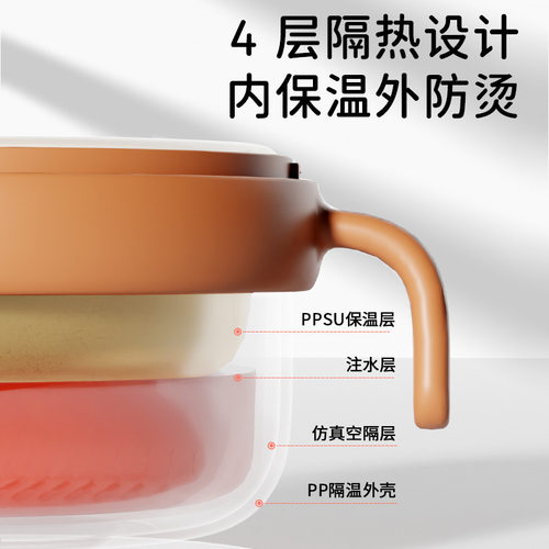 礼品婴儿辅食碗宝宝多功能PPSU内胆可拆卸儿童吃饭注水保温碗吸盘