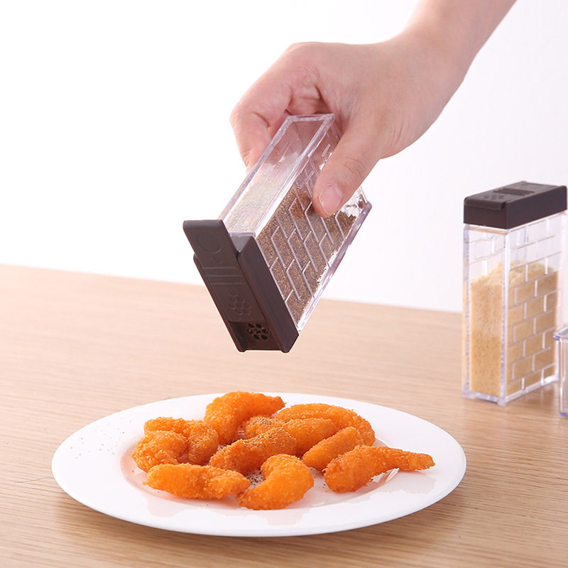 创意透明双向开盖调味盒6件套厨房用品盐罐佐料密封罐多用储物罐