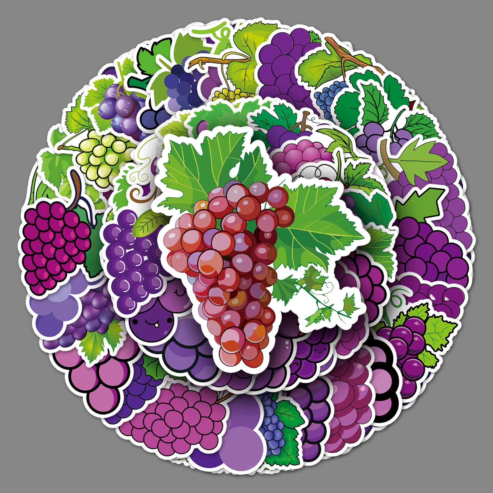 50张葡萄水果行李箱创意防水涂鸦贴纸滑板车电脑平板卡通装饰贴纸