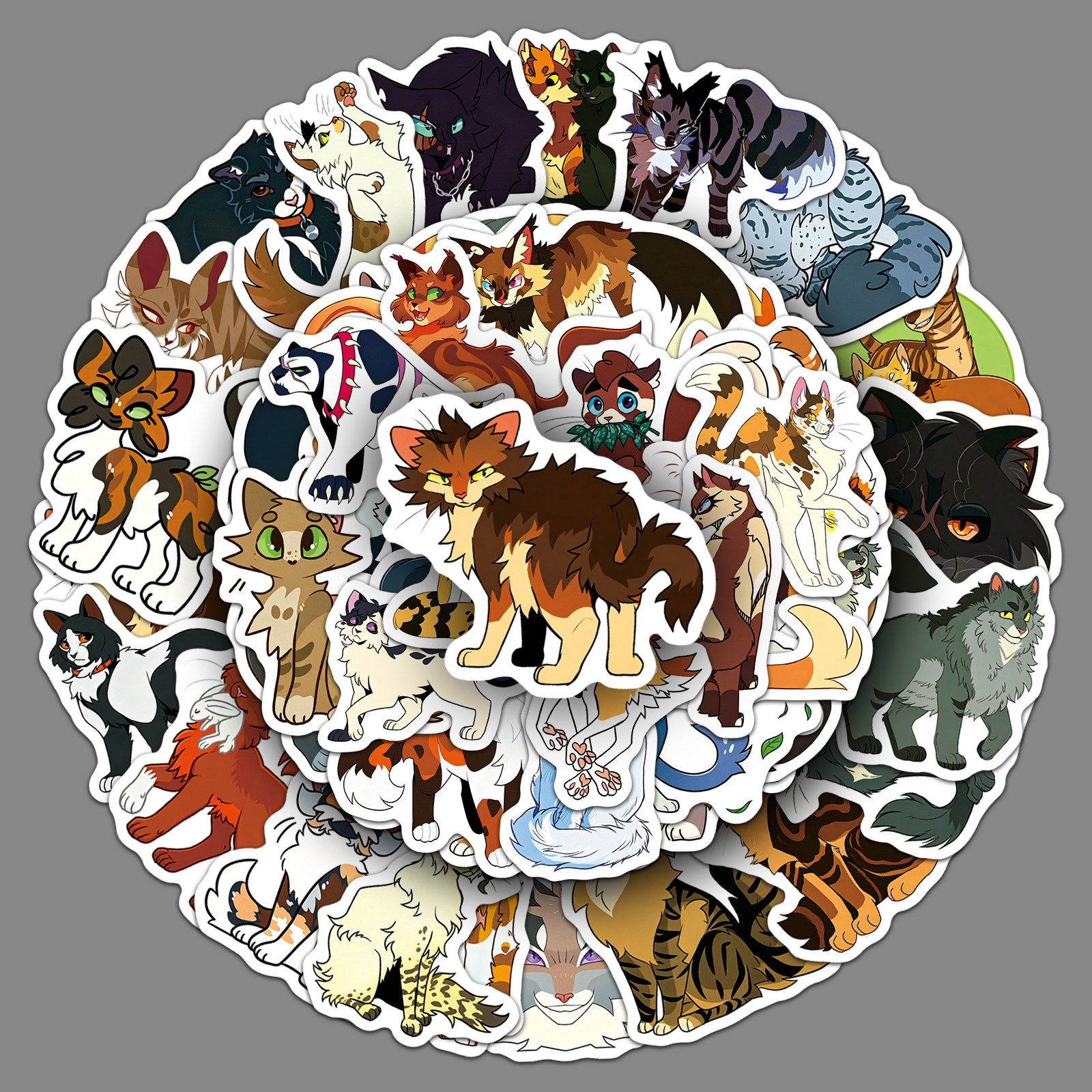 100张猫武士合集贴纸多款族群猫咪角色学生手帐头盔趣味装饰贴纸
