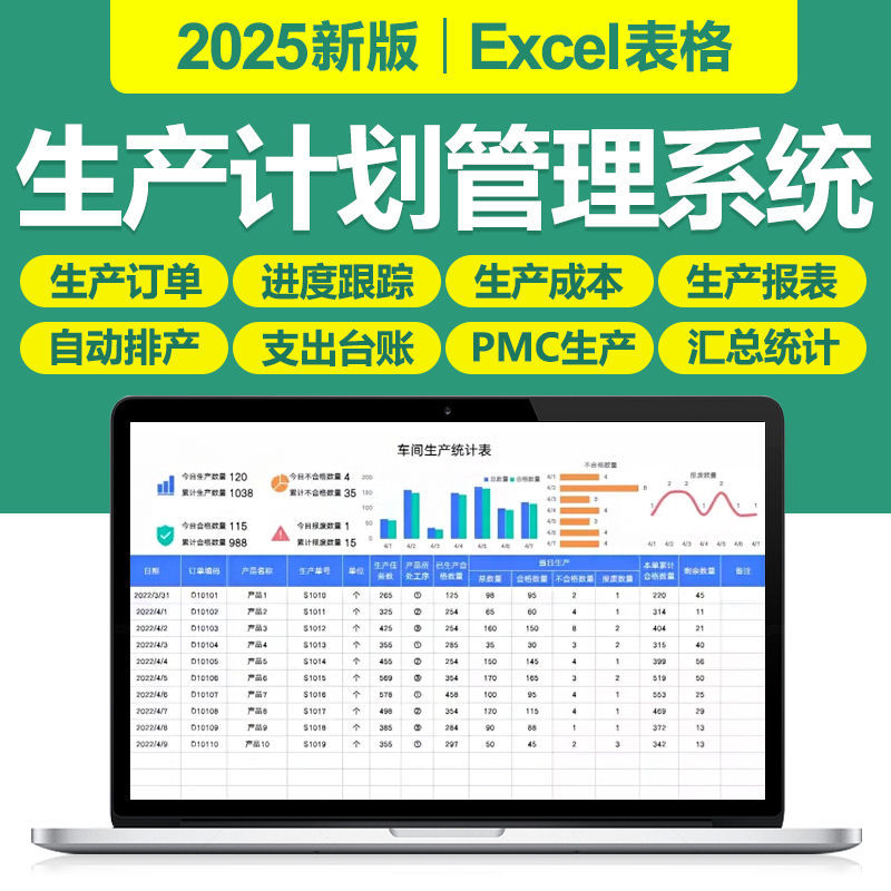 2025生产计划Excel表格系统PMC生产投产物料控制订单进度跟踪管理