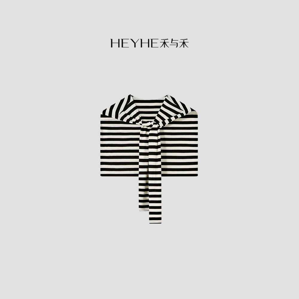 小禾【钢琴键】莱赛尔绵羊毛撞色条纹设计感时尚休闲外搭披肩