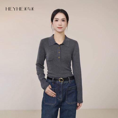 60支100精纺羊毛polo套头针织衫