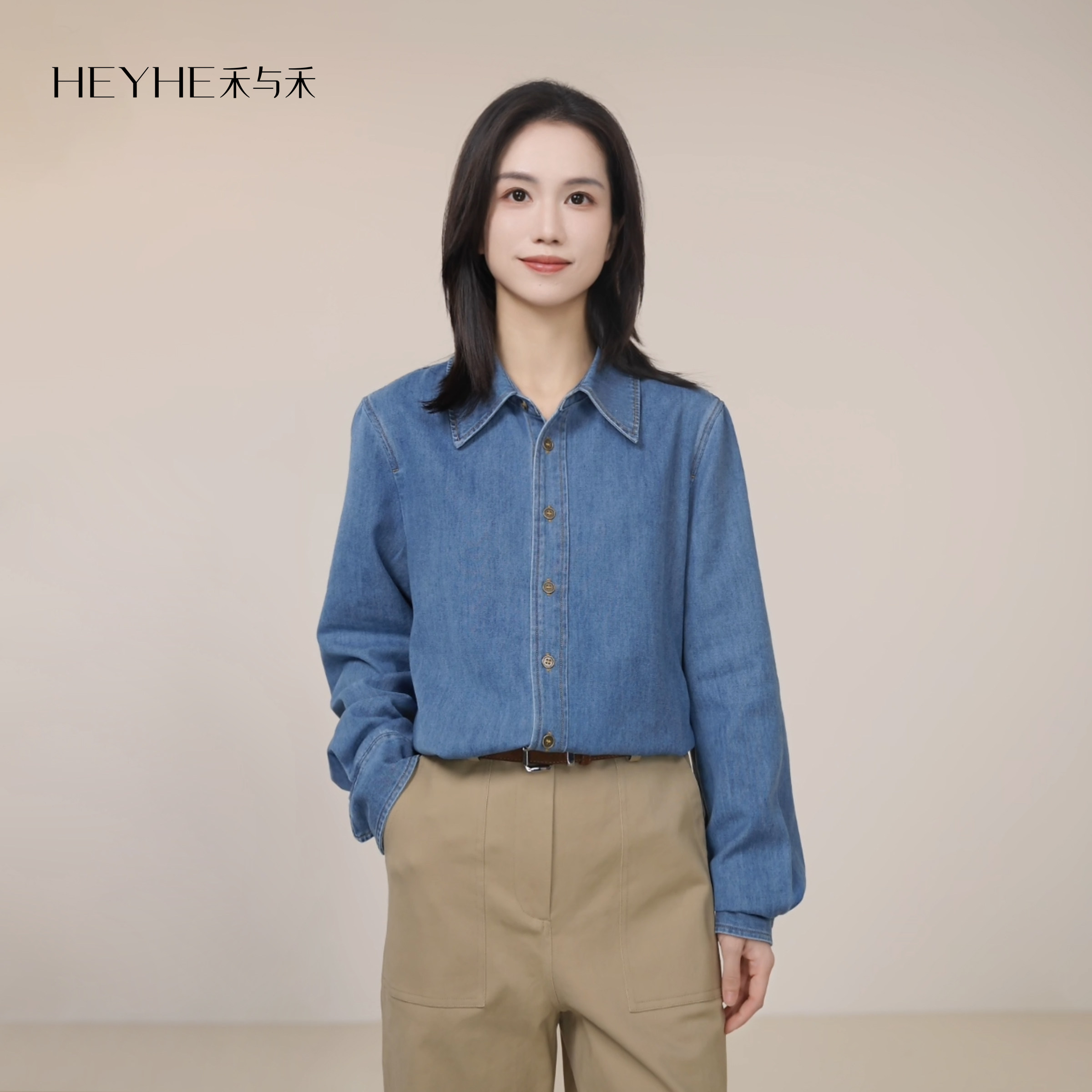 小禾【沿海公路】天丝棉混纺贴身亲肤吸湿透气垂坠牛仔衬衫外套