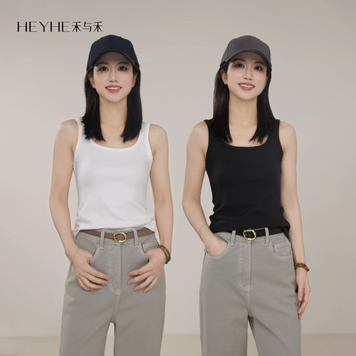 小禾【肯豆背心】桑蚕丝棉亚麻螺纹清爽顺滑质感透气内搭打底背心