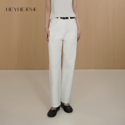 小禾【小白牛】四面弹不易鼓包亲肤透气直筒挺阔百搭休闲白牛仔裤