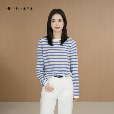 松弛慵懒感亚麻条纹上衣