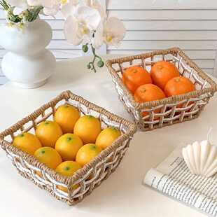 日式编织收纳筐桌面杂物零食整理篮玄关卧室家居储物田园风收纳篮