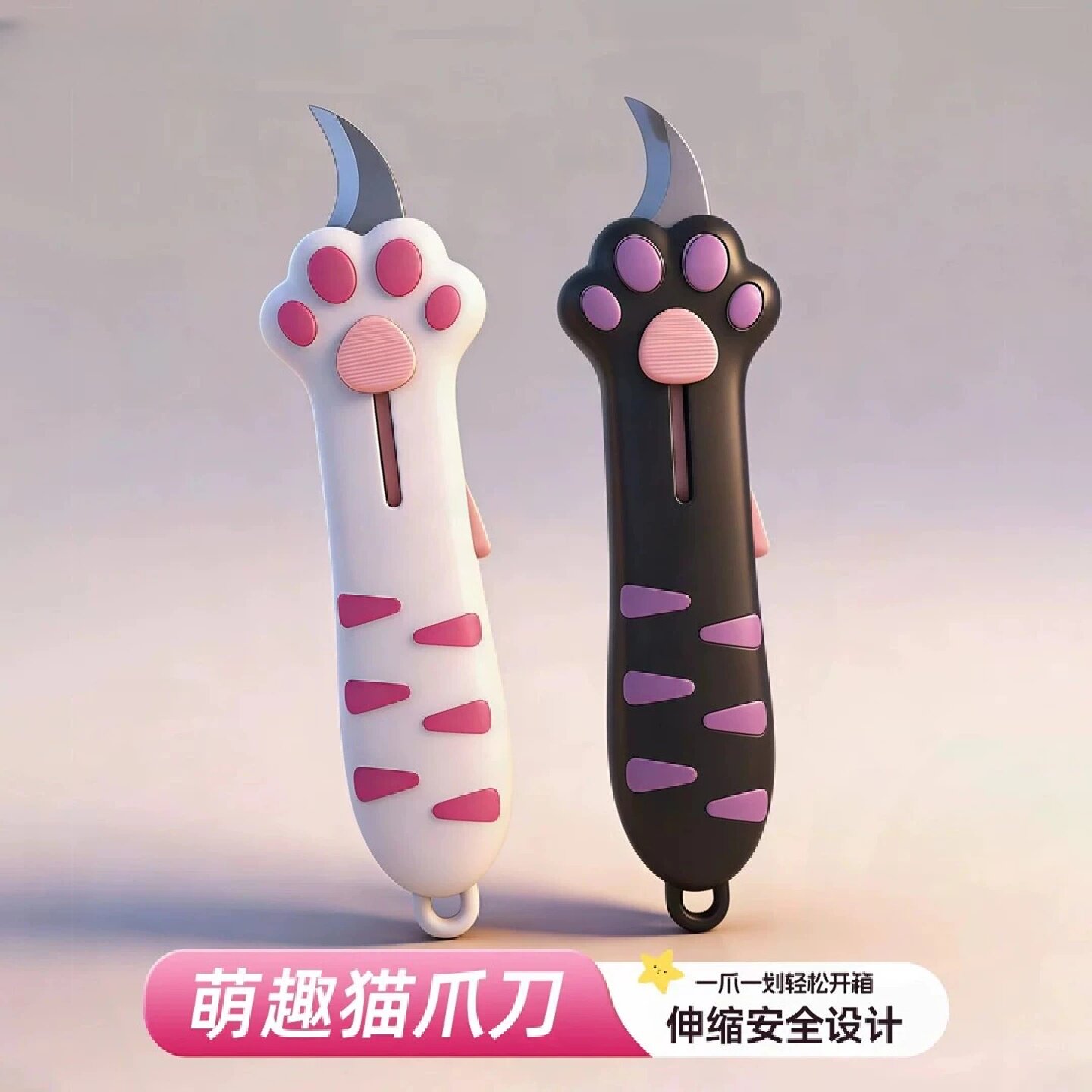 萌趣猫爪刀拆快递包裹开箱刀美工刀多用途小号刀随身学习办公拆信