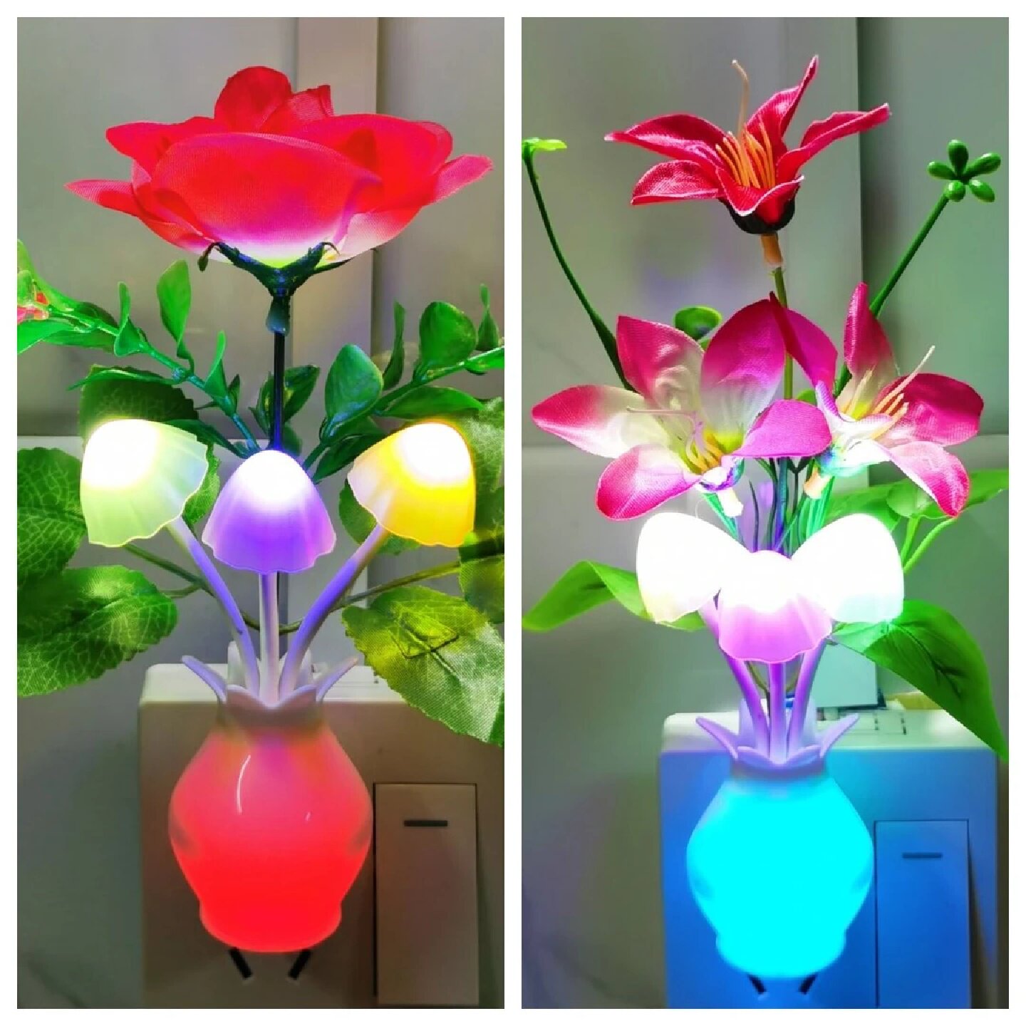 光控感应LED小夜灯黑暗自动亮房间夜光灯光感智能控彩色渐变夜灯