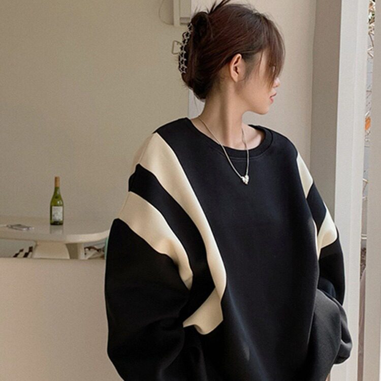 SX黑色高品质卫衣女春秋款新款爆款韩版宽松慵懒风oversize外套