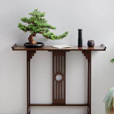 新中式玄关桌窄长条案现代靠墙玄关案台供奉桌子胡桃色实木端景台