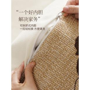 飘窗编织地毯懒人地上蒲团复古坐墩套 坐墩客厅榻榻米坐垫家用法式