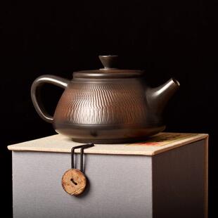 滇垚建水紫陶茶壶手工刻纹石瓢壶简约云南紫砂单壶家用功夫茶具