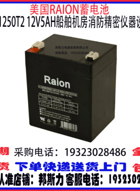 美国RAION蓄电池RG1250T2 12V5AH船舶机房消防医疗UPS应急设备