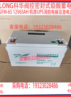 KELONG科华阀控密封式铅酸蓄电池6-GFM-65 12V65AH 机房UPS现货