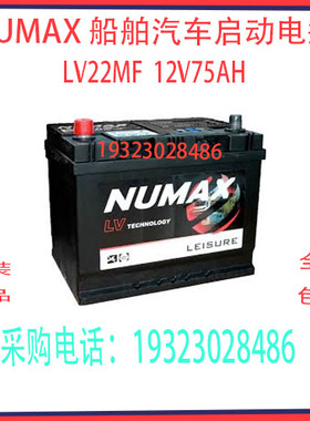 英国NUMAX蓄电池LV22MF 12V75AH 免维护 柴油机船舶汽车启动电瓶