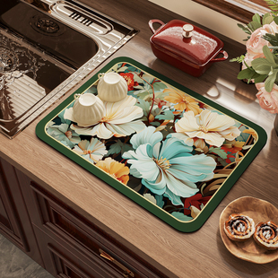 厨房台面硅藻泥沥水垫防滑隔热防烫吸水餐桌垫桌面杯垫茶吧台垫子